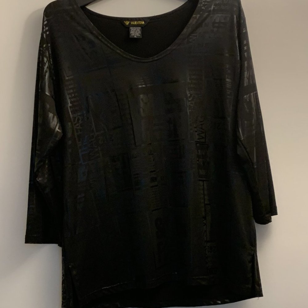 Valentina Black Text Shirt
